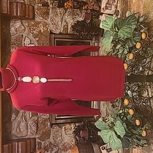 SK&Company Red T-Neck Tunuc Length Sweater Size: M